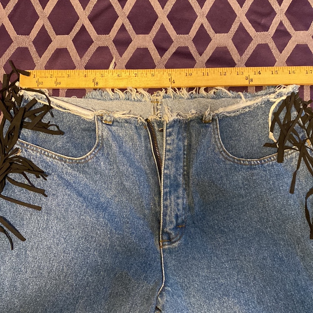 VTG 00’s FRINGE biker jeans coastal cowgirl sz 12? - Picture 3 of 6